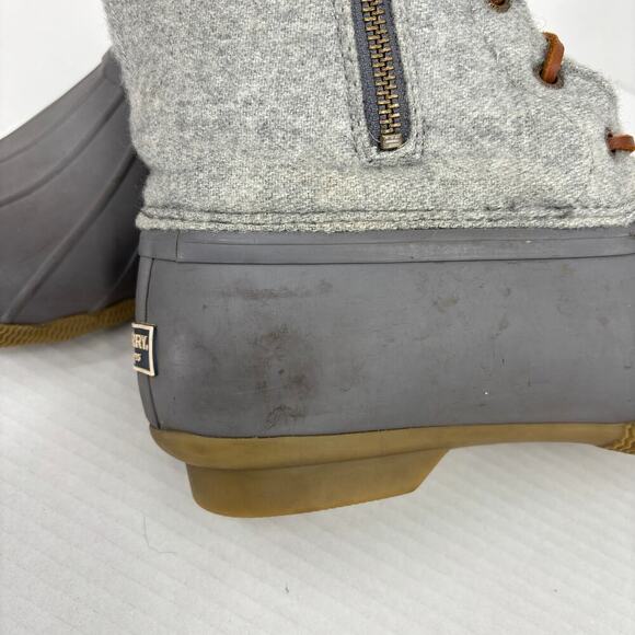 Sperry Duck Boot Womens Size 7.5 Gray Wool Blend 200g Insulated Side Zip - Picture 6 of 10